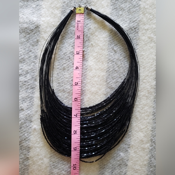 Beaded black necklace multi strand - Picture 2 of 3